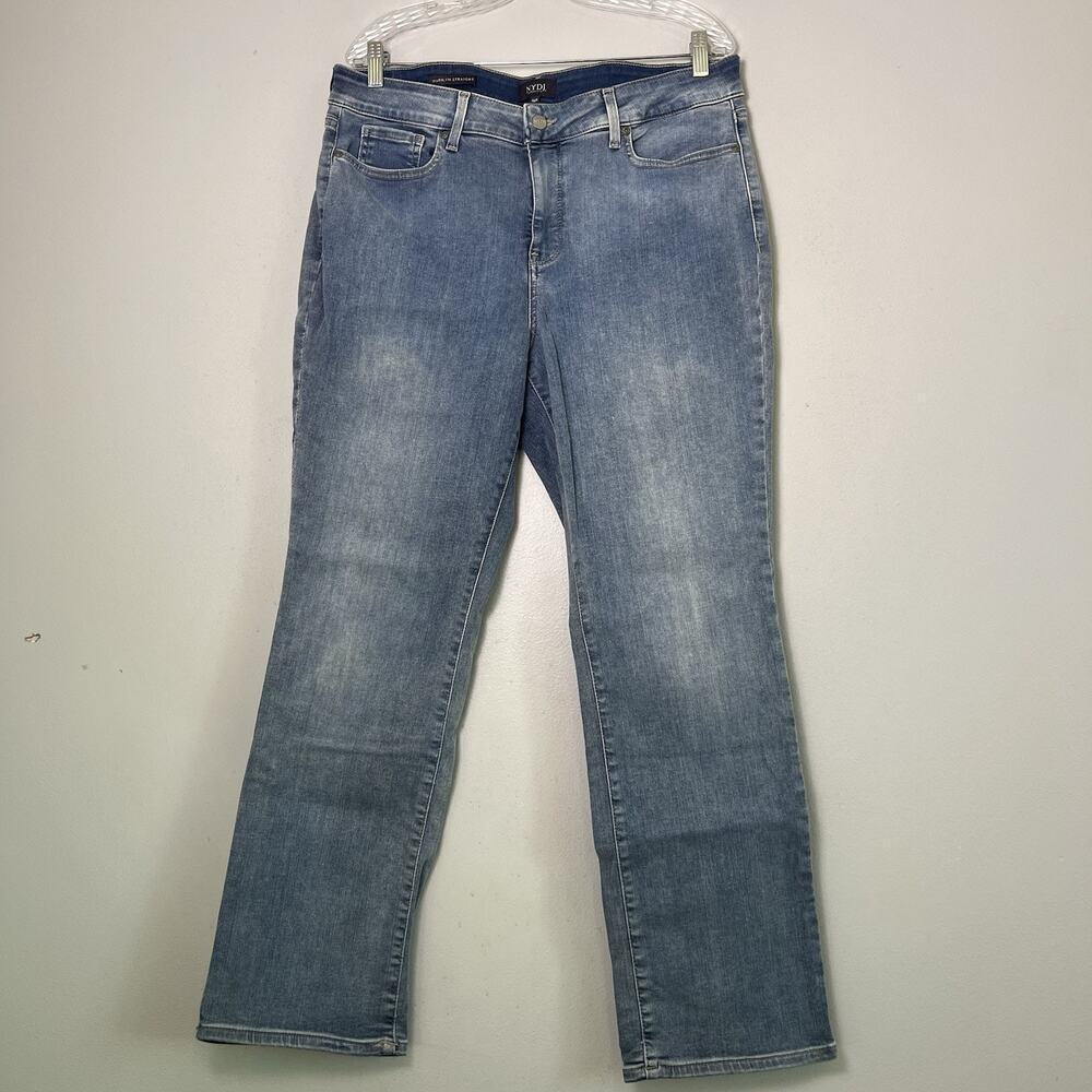 NYDJ Women's Marilyn Straight Leg Jeans Sz 16 Med Wash Blue